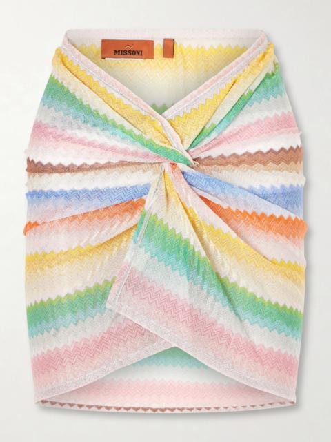 Striped Metallic Crochet-knit Mini Skirt