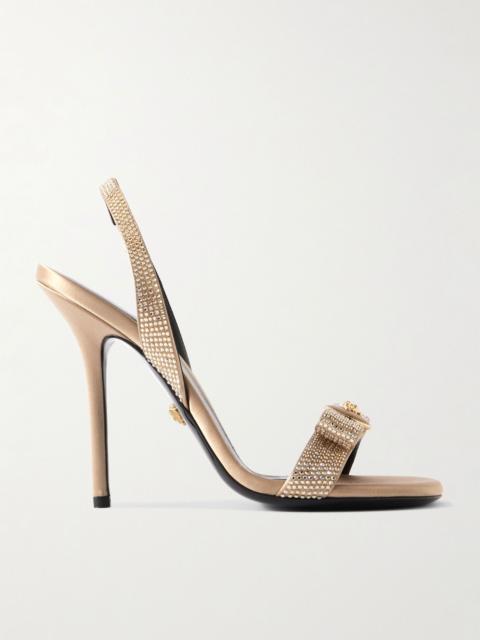 Opera embellished satin slingback sandals Gold