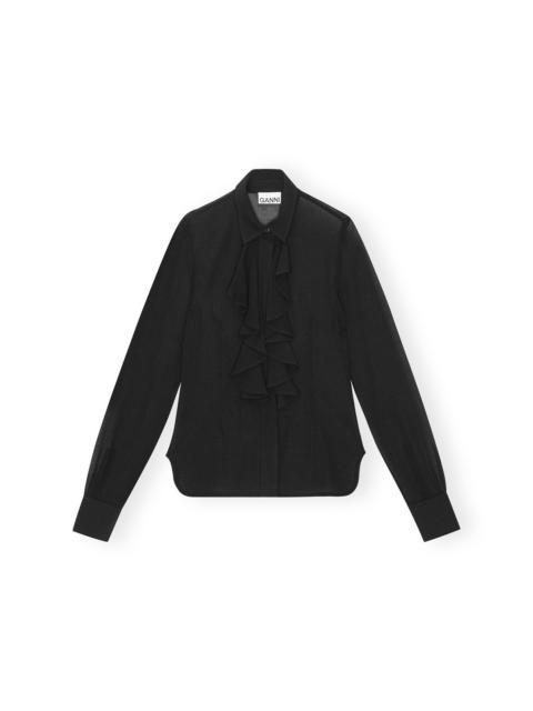 BLACK CHIFFON RUFFLE SHIRT