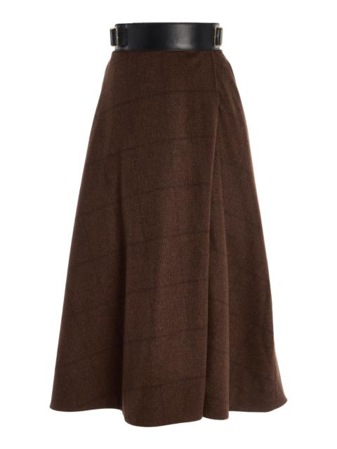 Glen Plaid Cashmere Midi Skirt brown