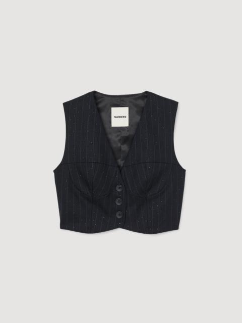 STRIPED RHINESTONE JACKET