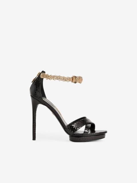 Sandals with jewel panther head