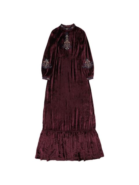 Georgine velvet embroidery maxi dress