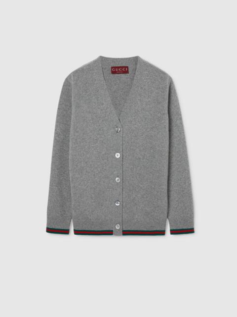 Wool and cashmere cardigan with Web