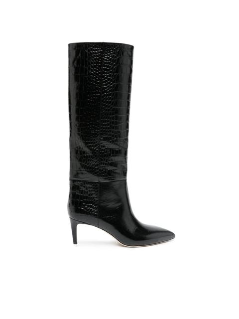croc-embossed leather boots