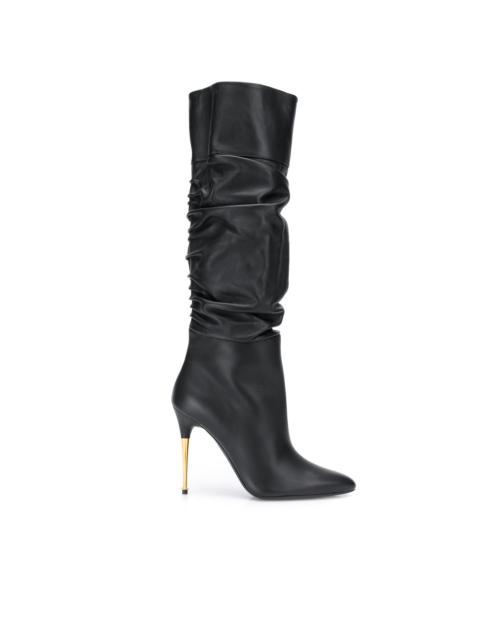 ruched calf high boots