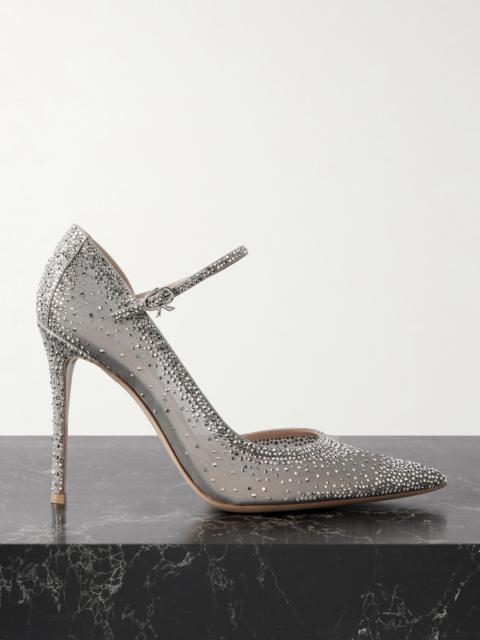 Rania 95 Suede-trimmed Crystal-embellished Organza Pumps