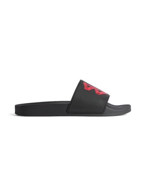 Men's Pool Slide Sandal in Black/red