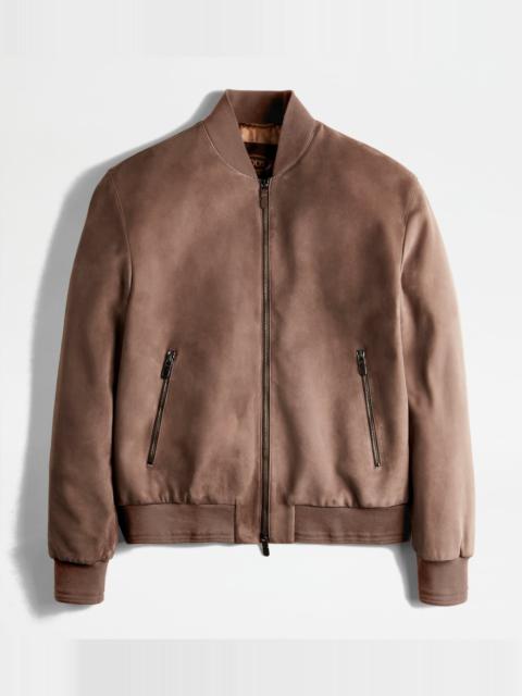 PASHMY BOMBER JACKET IN SUEDE - BROWN