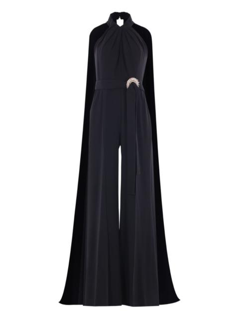 draped-back jewel-buckle jumpsuit