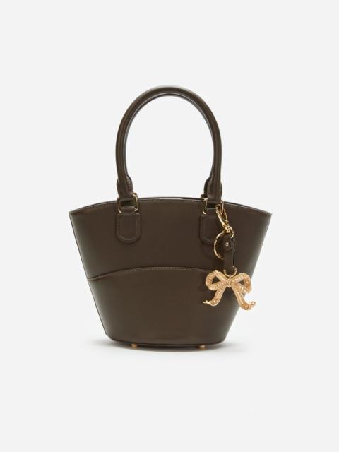Dark Brown Leather Charm Tote Bag