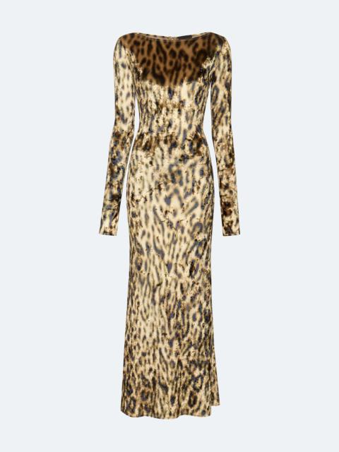 Velvet Leopard Boatneck Gown