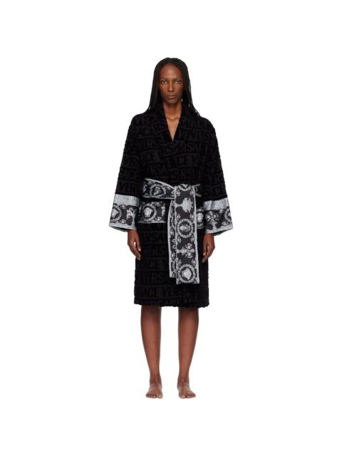 Black 'I Heart Baroque' Bathrobe