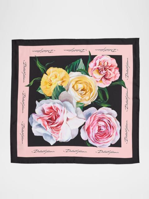 Floral Silk Twill Foulard Scarf