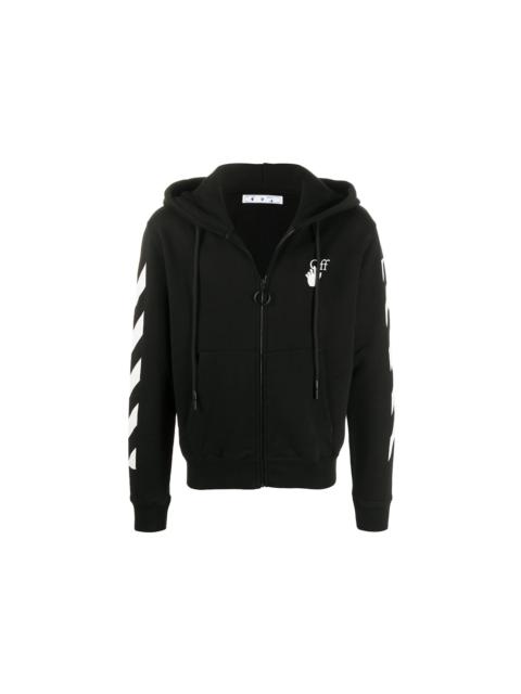 OFF-WHITE Slim Fit Arrows Diag Zip Up Hoodie Black/White