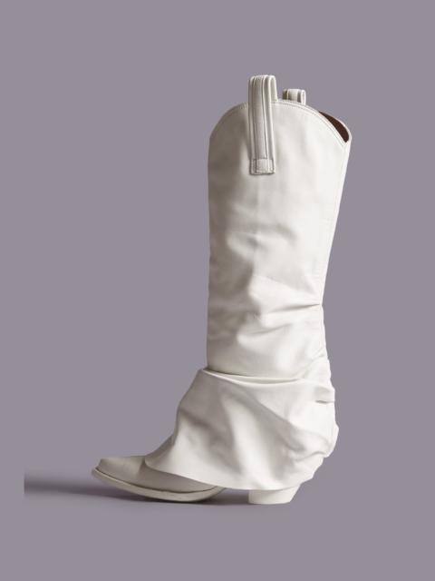 MID COWBOY BOOTS WITH SLEEVE - WHITE LEATHER | R13
