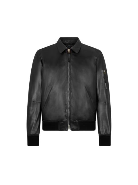 SOFT NAPPA PLONGE COLLAR BLOUSON