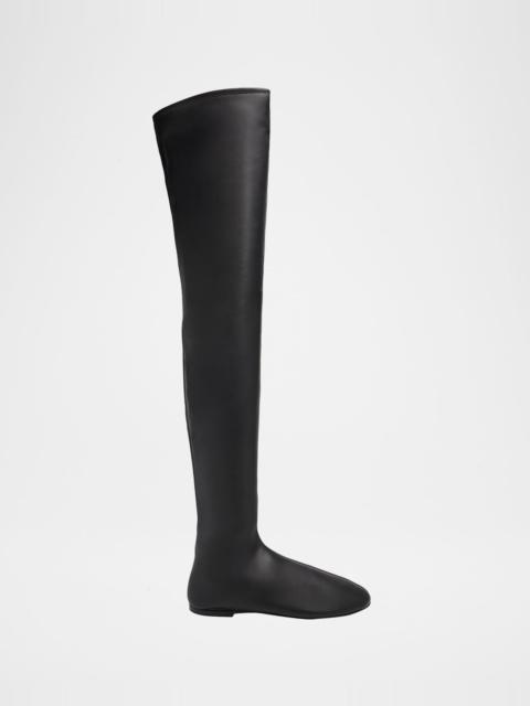 Tee Stretch Faux Leather Over-The-Knee Boots
