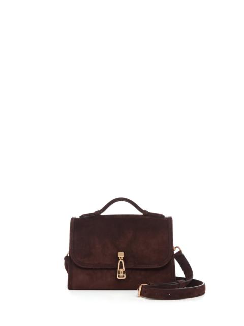 Small Leonora Flap Bag in Dark Brown Suede