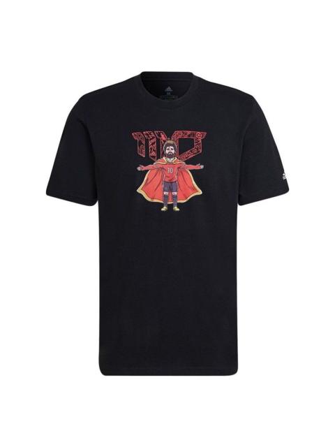 Men's adidas Cartoon Character Printing Round Neck Short Sleeve Black T-Shirt HA0909