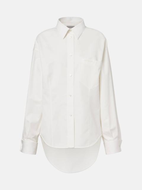 Asymmetric cotton and silk poplin shirt