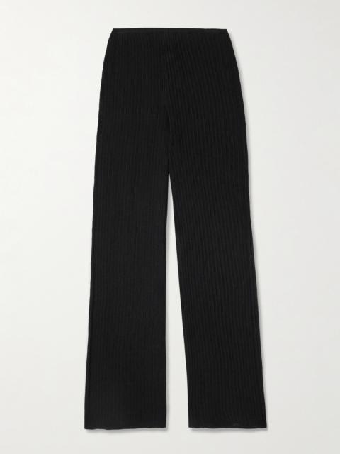 Ribbed-knit Wide-leg Pants