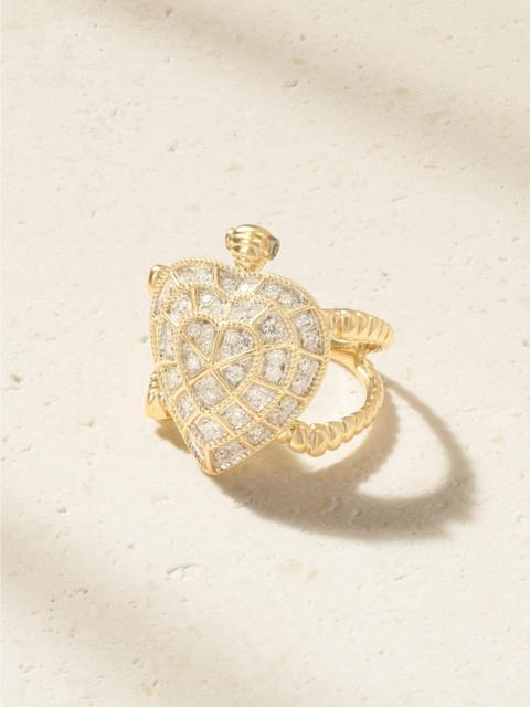 Bague Tortue Coeur 9-karat Gold Diamond Ring