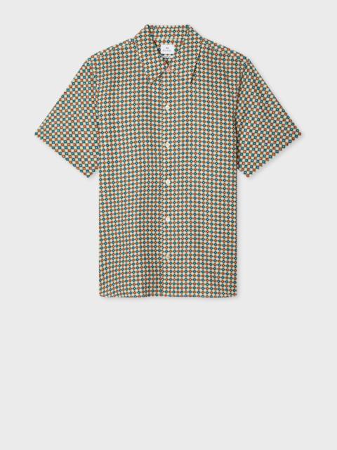 Ecru 'Geo Tile' Print Lyocell-Cotton Shirt