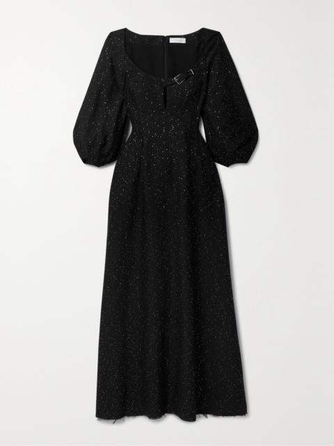 Madyn Buckled Cutout Sequin-embellished Wool-blend Maxi Dress