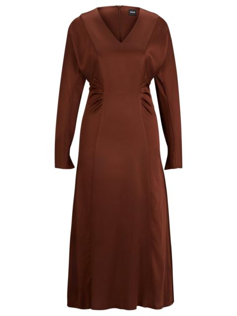 GATHERED-DETAIL REGULAR-FIT DRESS IN SOFT SATIN
