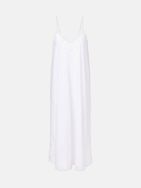 Embroidered cotton poplin midi dress