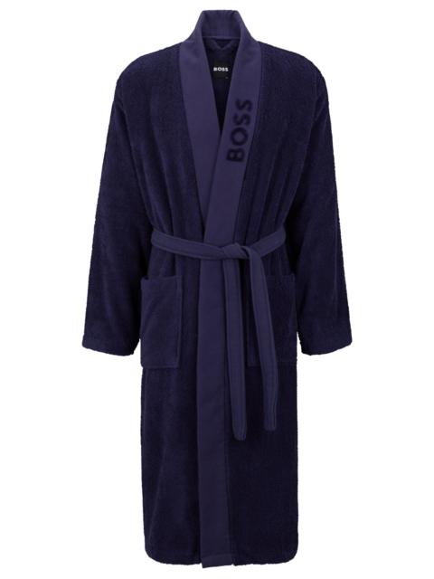 LOGO-LAPEL DRESSING GOWN IN LONG-FIBER COTTON