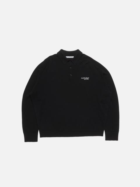Wool knit polo - Black