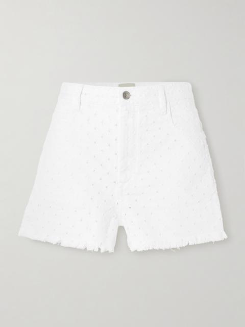 Lesia Frayed Perforated Denim Shorts
