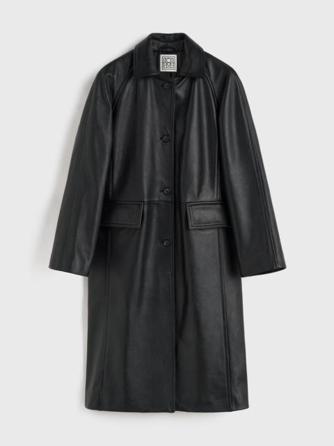 Raglan leather coat black
