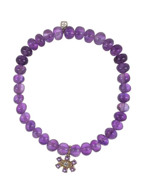 Amethyst Evil Eye Flower Charm Bracelet