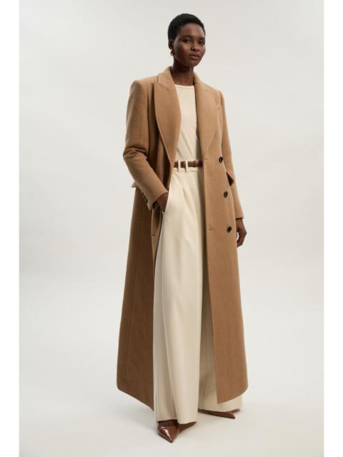 Wool Blend Tailored Fitted Maxi Coat