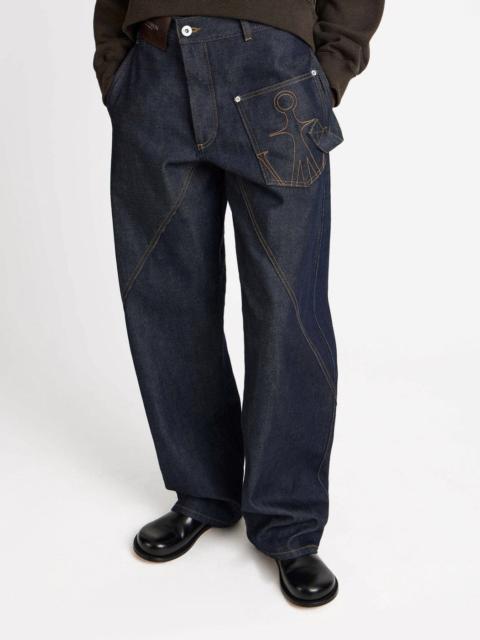 Indigo twisted-denim jeans