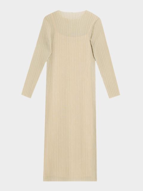 Long-Sleeve Ribbed Midi Dress