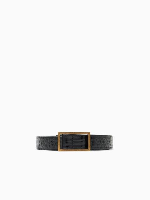 BELT IN MOCK-CROC LEATHER WITH PLATE