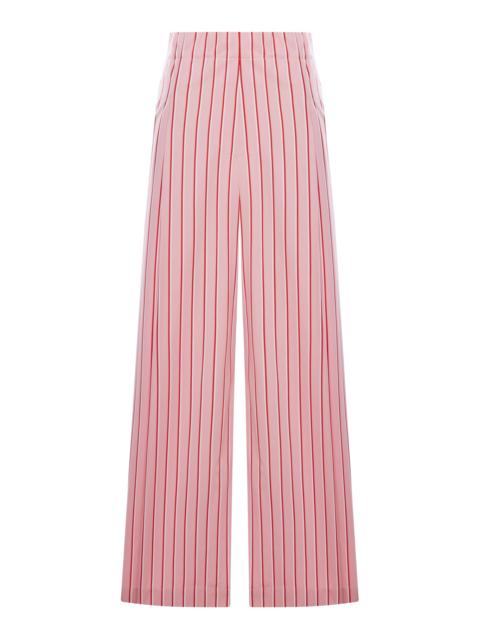 RED STRIPED COTTON PALAZZO TROUSERS