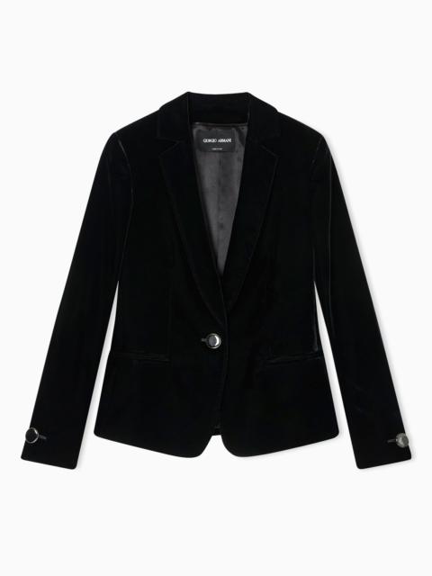 SINGLE-BREASTED JACKET IN STRETCH VELVET