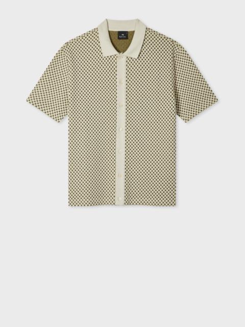 Khaki Jacquard Button-Through Polo Shirt