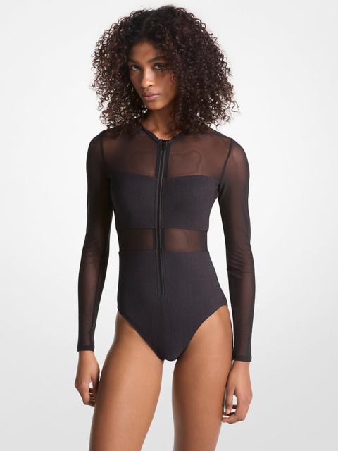 Stretch Nylon Zip-Up Swimsuit