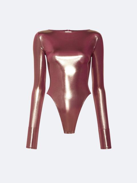 Coated Jersey Boatneck Bodysuit