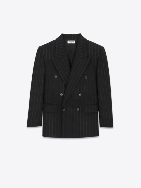 oversized jacket in pinstripe wool felt