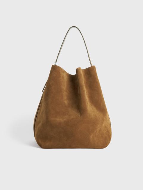 Belted suede tote tan