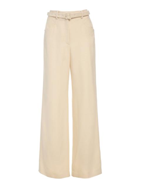 Norman Wide-leg Pant in Ivory Silk Tweed