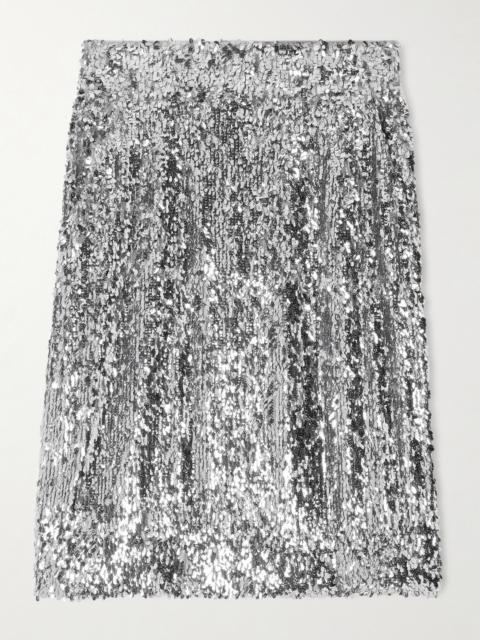 Sequined Mesh Midi Skirt