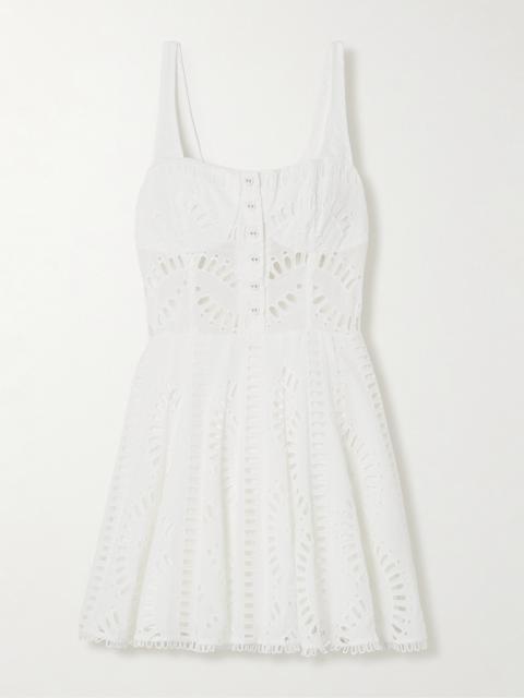 Ricka Scalloped Broderie Anglaise Cotton-blend Mini Dress